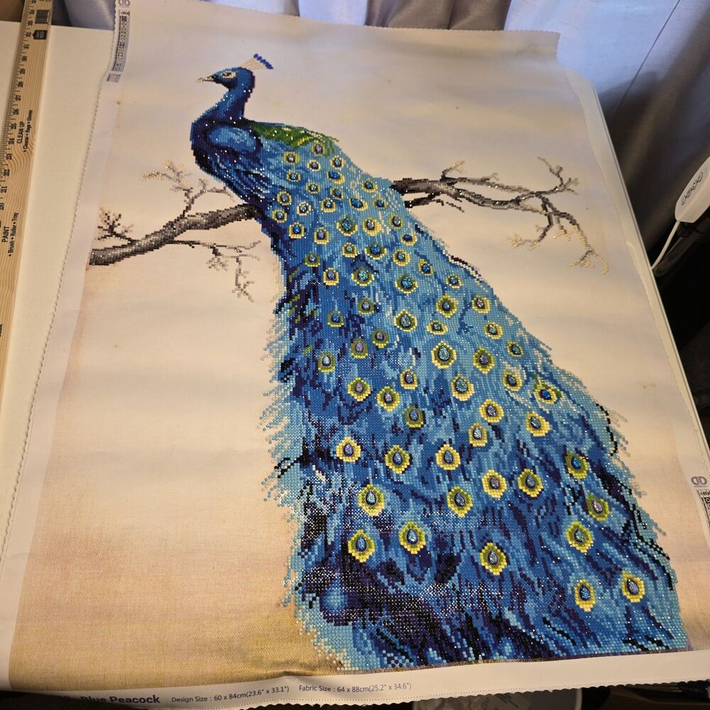 Diamond diy Painting Peacock  Completed Hand Work Without Frame (40x62cm)